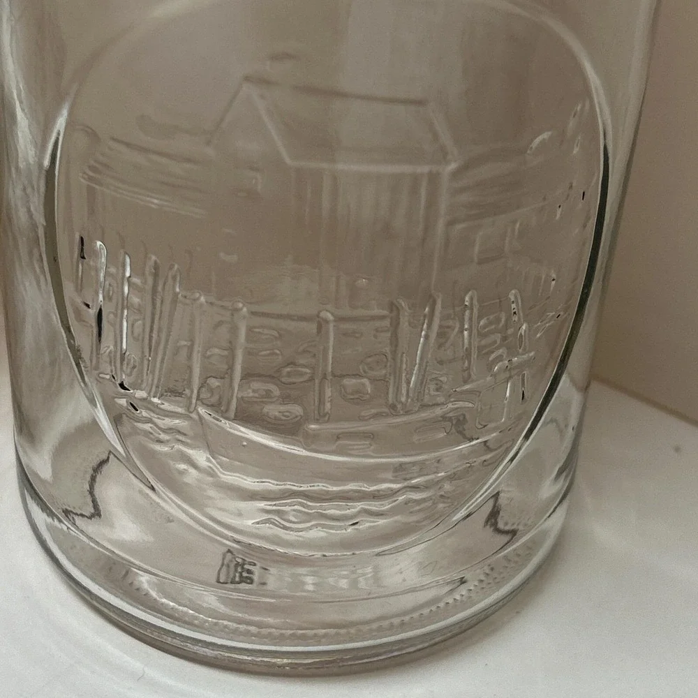 Vintage Glass Canisters Orange Lid‎ Tang Anchor Hocking Wharf And Wheel House 7
